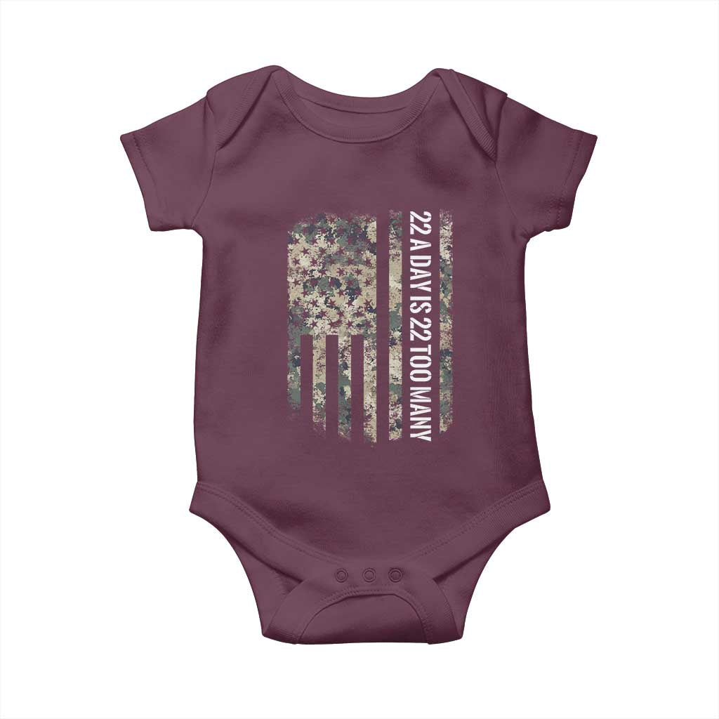 Veteran Suicide Awareness Baby Onesie USA Flag 22 A Day Is 22 Too Many
