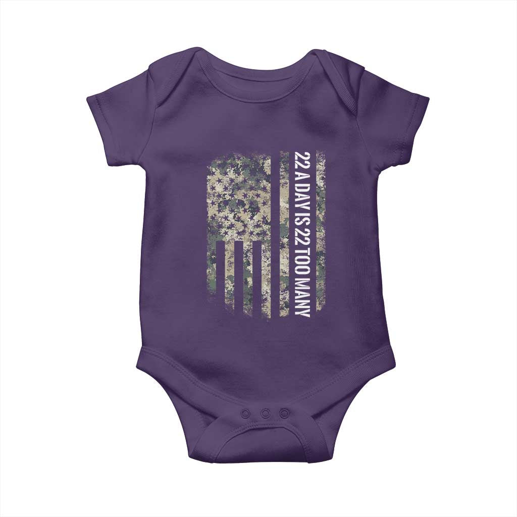Veteran Suicide Awareness Baby Onesie USA Flag 22 A Day Is 22 Too Many
