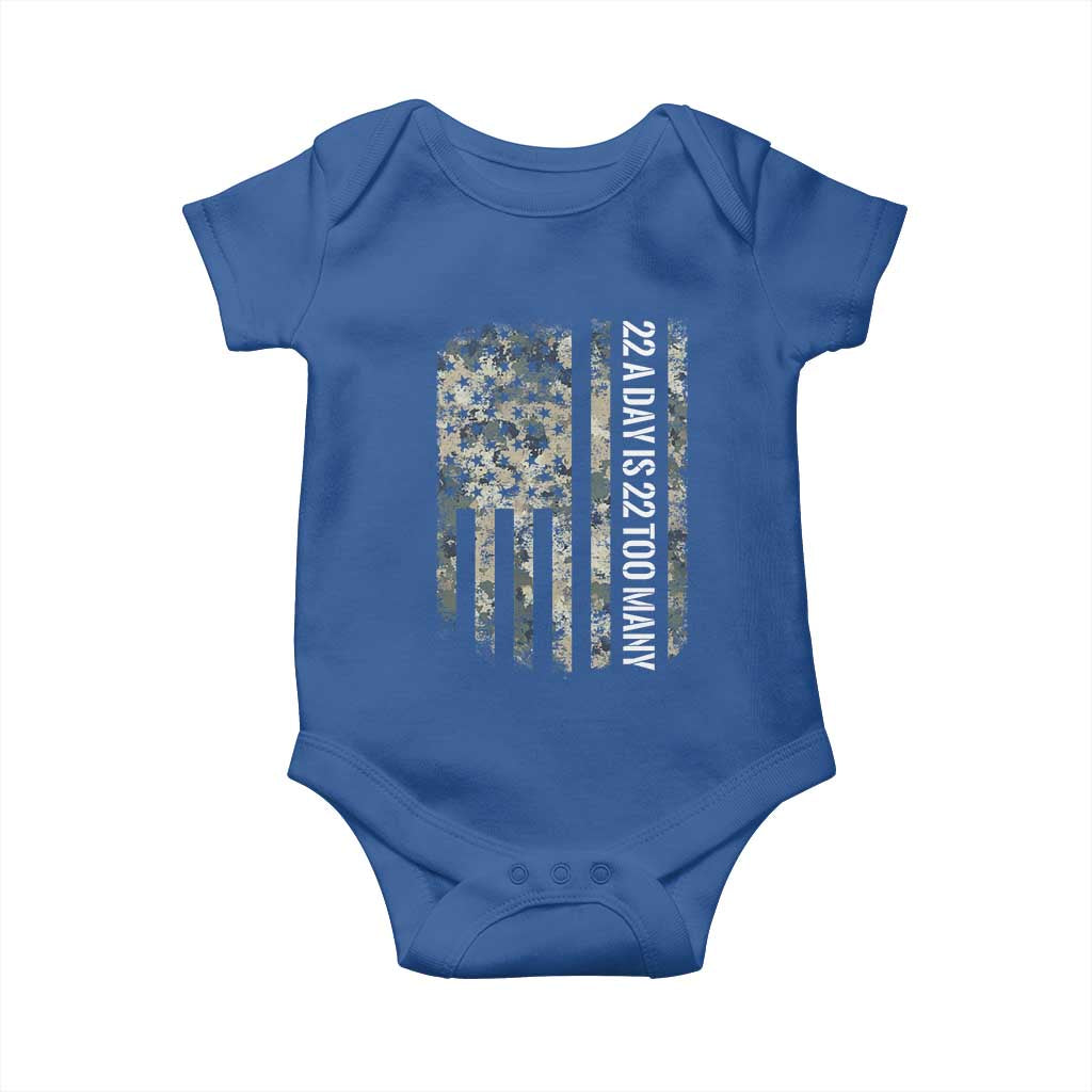 Veteran Suicide Awareness Baby Onesie USA Flag 22 A Day Is 22 Too Many