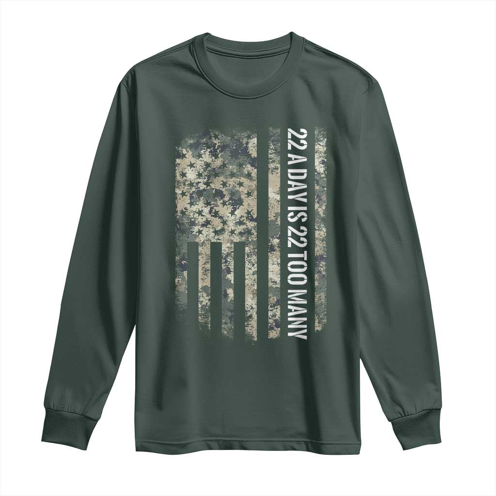 Veteran Suicide Awareness Long Sleeve Shirt USA Flag 22 A Day Is 22 Too Many