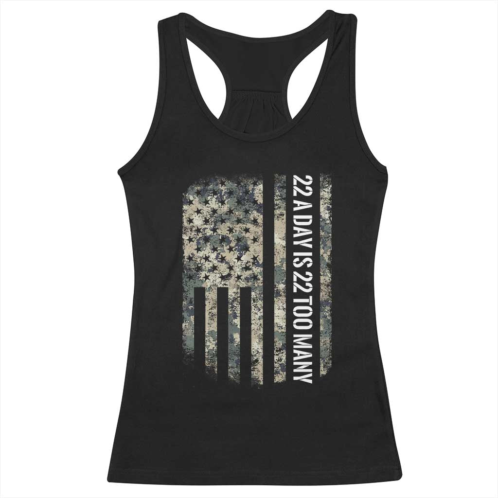 Veteran Suicide Awareness Racerback Tank Top USA Flag 22 A Day Is 22 Too Many