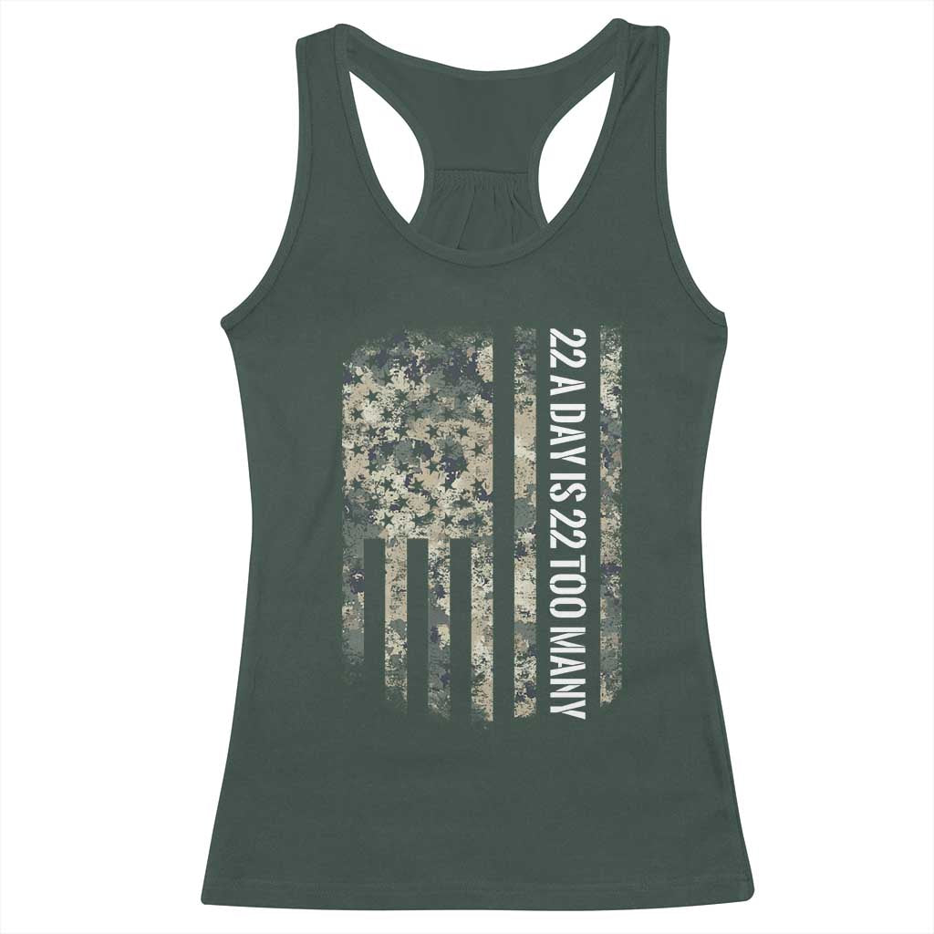 Veteran Suicide Awareness Racerback Tank Top USA Flag 22 A Day Is 22 Too Many