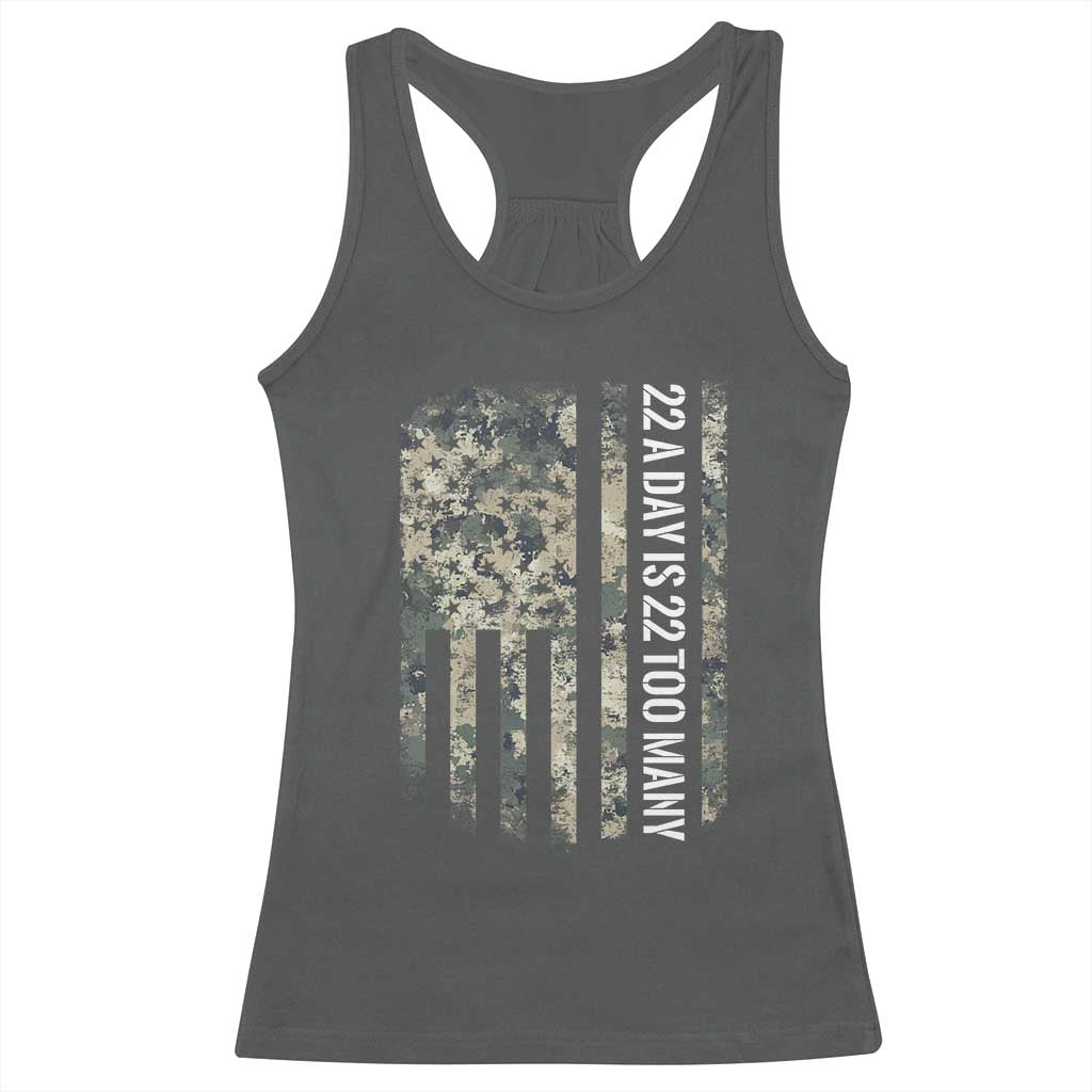Veteran Suicide Awareness Racerback Tank Top USA Flag 22 A Day Is 22 Too Many
