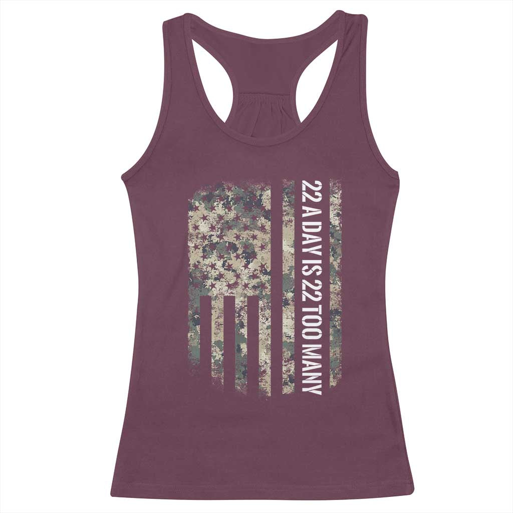 Veteran Suicide Awareness Racerback Tank Top USA Flag 22 A Day Is 22 Too Many
