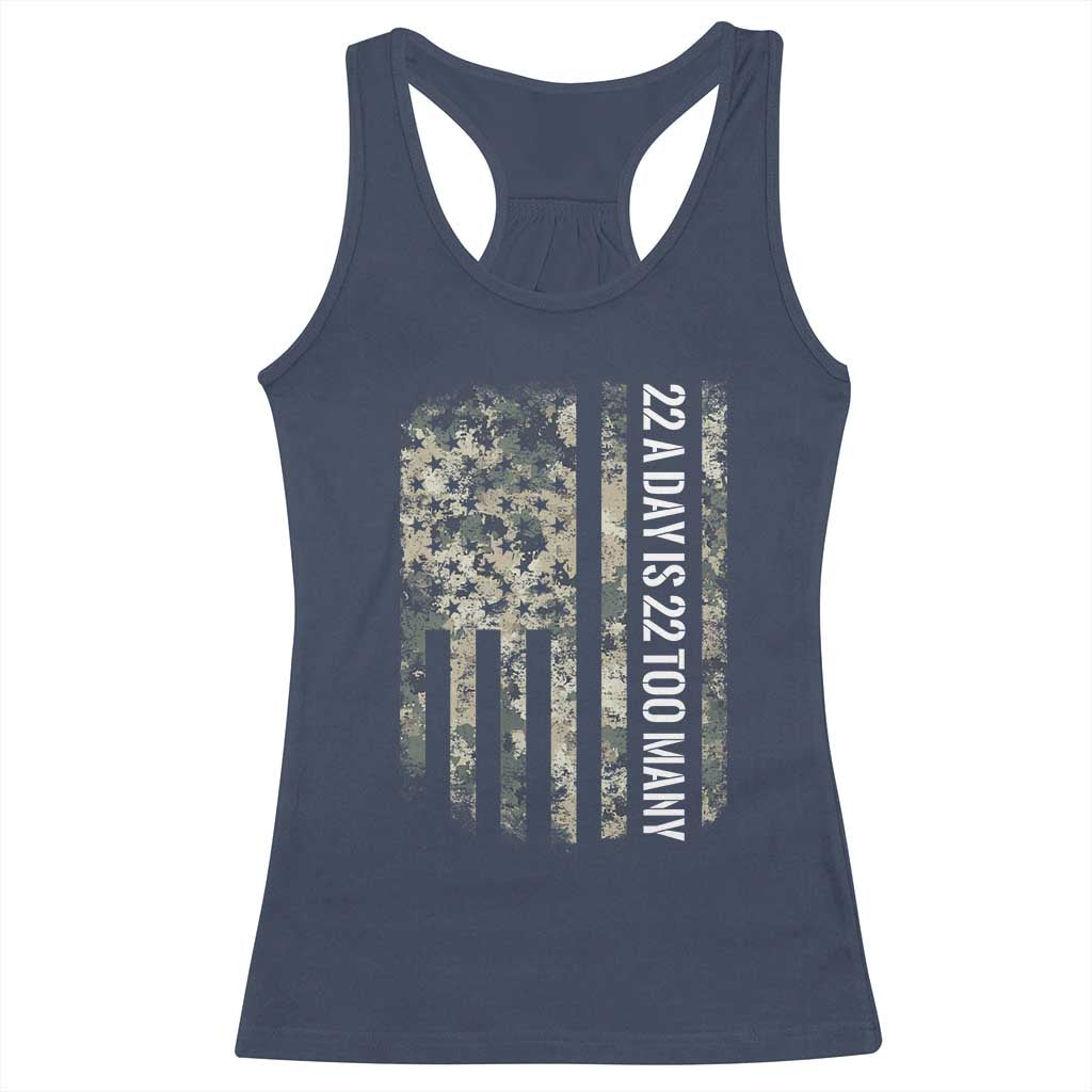 Veteran Suicide Awareness Racerback Tank Top USA Flag 22 A Day Is 22 Too Many