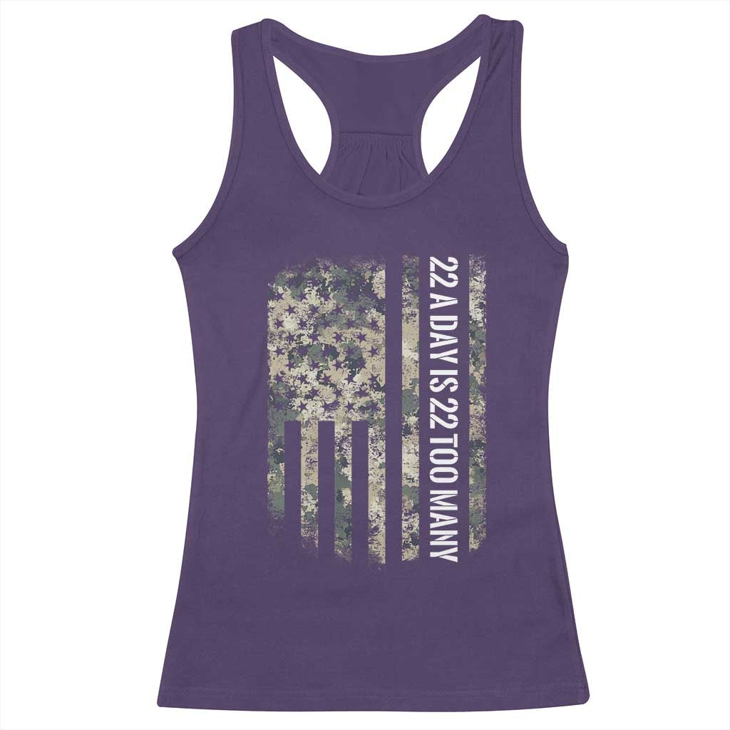 Veteran Suicide Awareness Racerback Tank Top USA Flag 22 A Day Is 22 Too Many