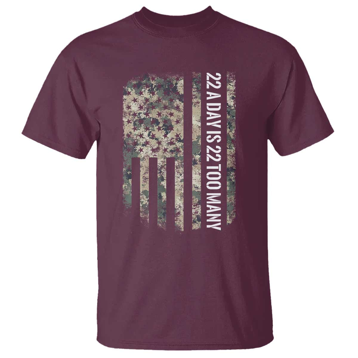 Veteran Suicide Awareness T Shirt USA Flag 22 A Day Is 22 Too Many