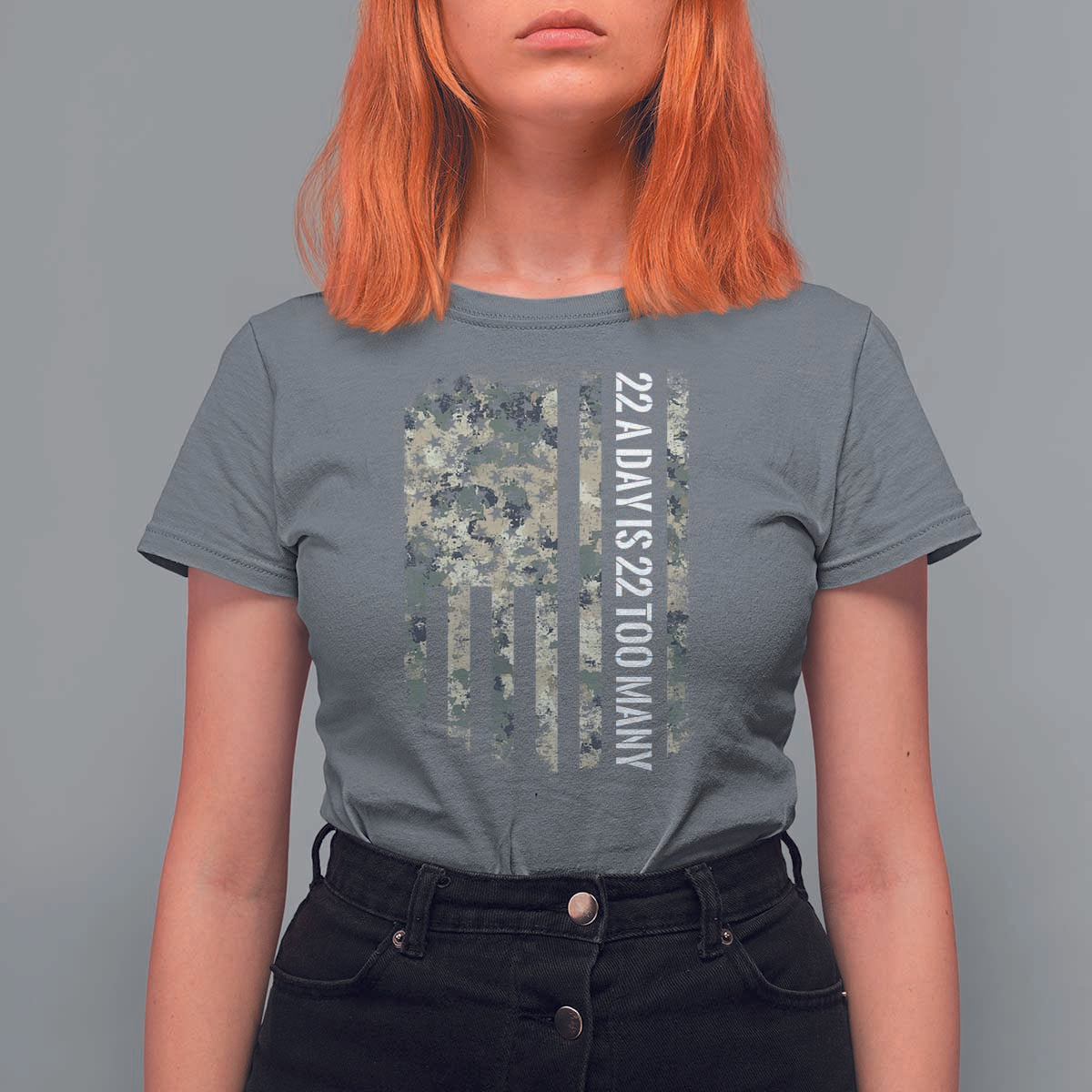 Veteran Suicide Awareness T Shirt For Women USA Flag 22 A Day Is 22 Too Many