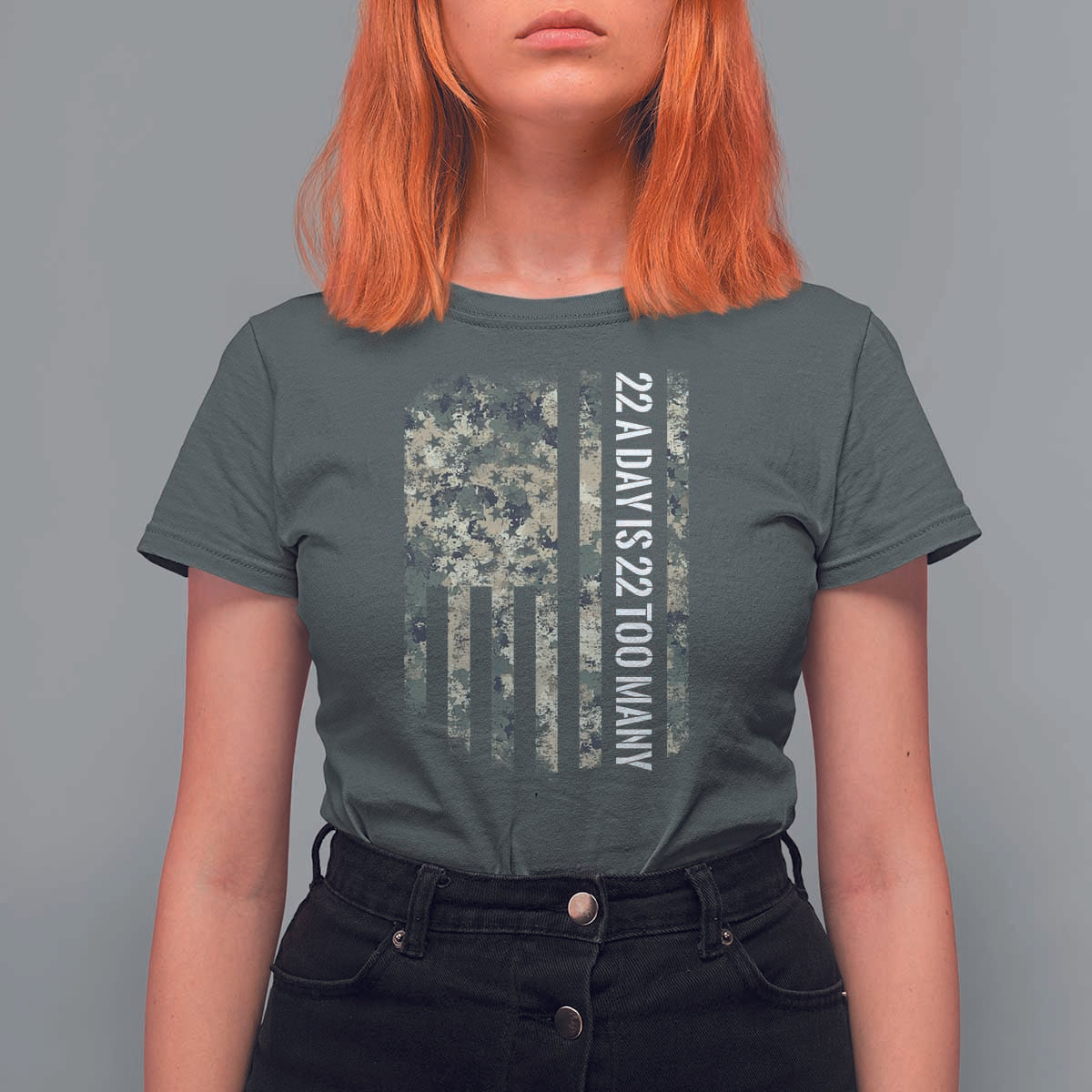 Veteran Suicide Awareness T Shirt For Women USA Flag 22 A Day Is 22 Too Many