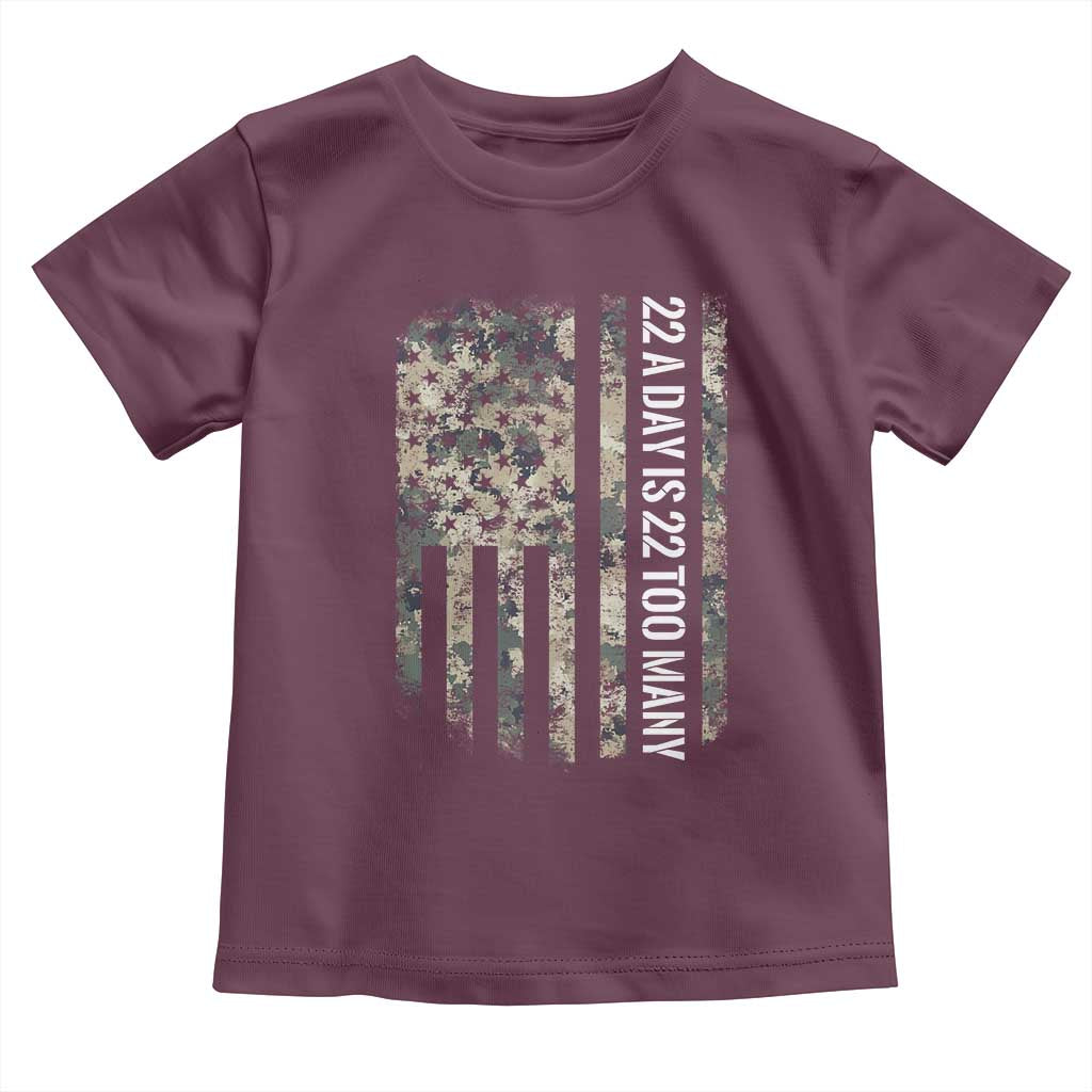 Veteran Suicide Awareness Toddler T Shirt USA Flag 22 A Day Is 22 Too Many