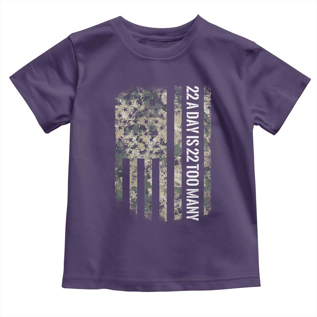 Veteran Suicide Awareness Toddler T Shirt USA Flag 22 A Day Is 22 Too Many