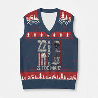 Veteran Suicide Awareness V-Neck Knit Sweater Vest 22 A Day Is 22 Too Many - Wonder Print Shop