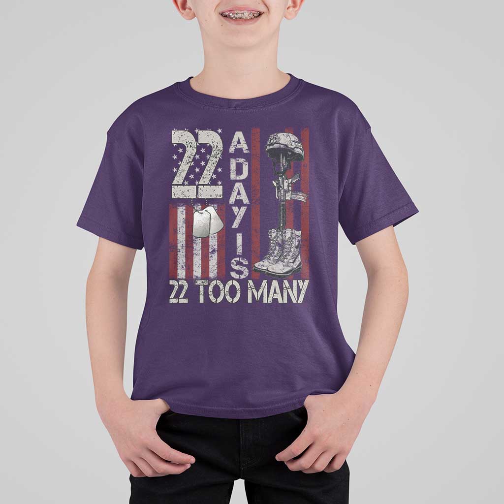 Veteran Suicide Awareness T Shirt For Kid 22 A Day Is 22 Too Many