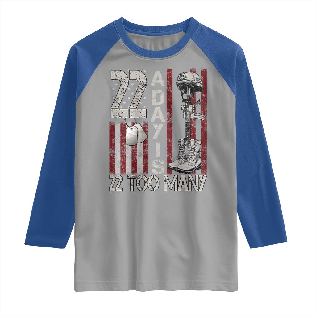 Veteran Suicide Awareness Raglan Shirt 22 A Day Is 22 Too Many
