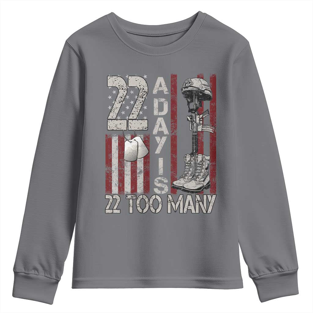 Veteran Suicide Awareness Youth Sweatshirt 22 A Day Is 22 Too Many