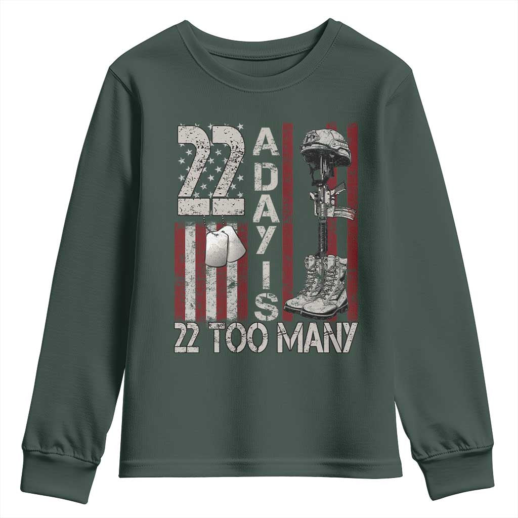 Veteran Suicide Awareness Youth Sweatshirt 22 A Day Is 22 Too Many