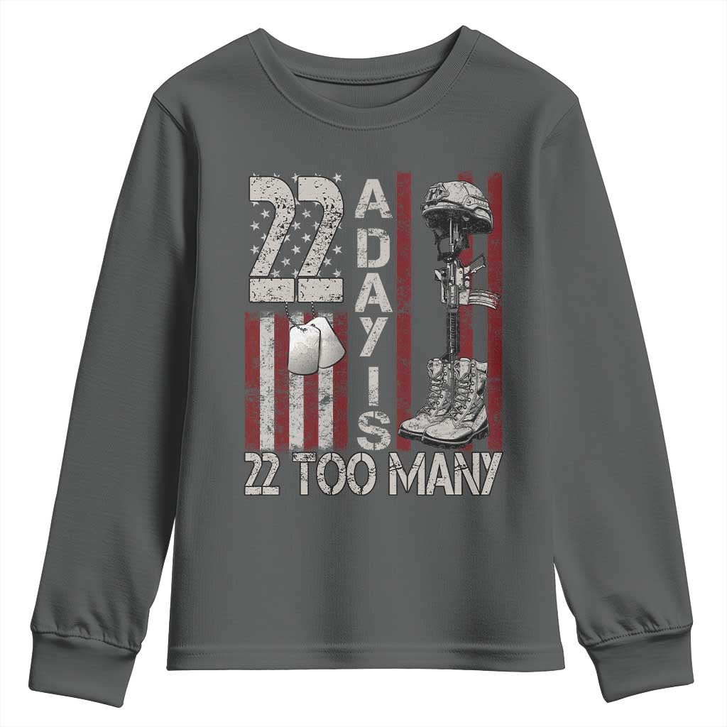 Veteran Suicide Awareness Youth Sweatshirt 22 A Day Is 22 Too Many