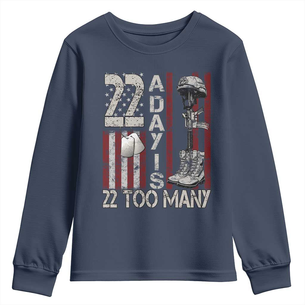 Veteran Suicide Awareness Youth Sweatshirt 22 A Day Is 22 Too Many