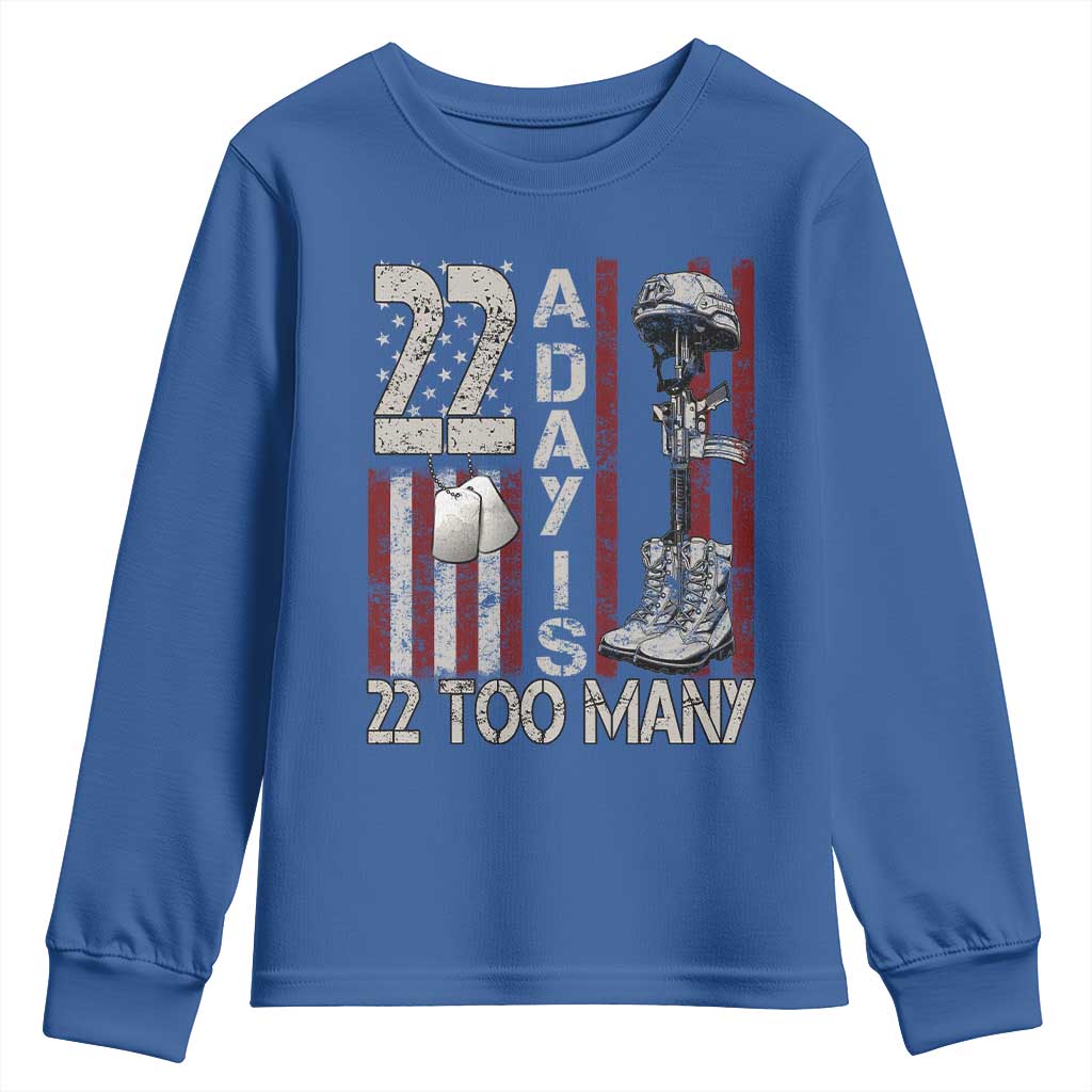 Veteran Suicide Awareness Youth Sweatshirt 22 A Day Is 22 Too Many