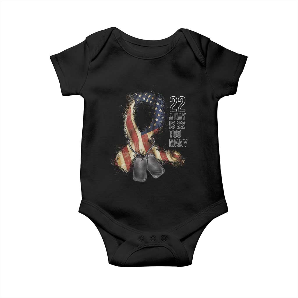 Veteran Suicide Awareness Baby Onesie 22 A Day Is 22 Too Many American Flag Ribbon