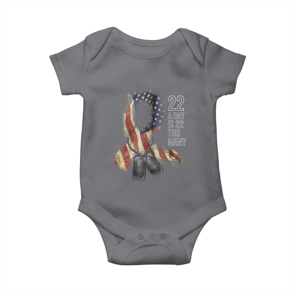 Veteran Suicide Awareness Baby Onesie 22 A Day Is 22 Too Many American Flag Ribbon