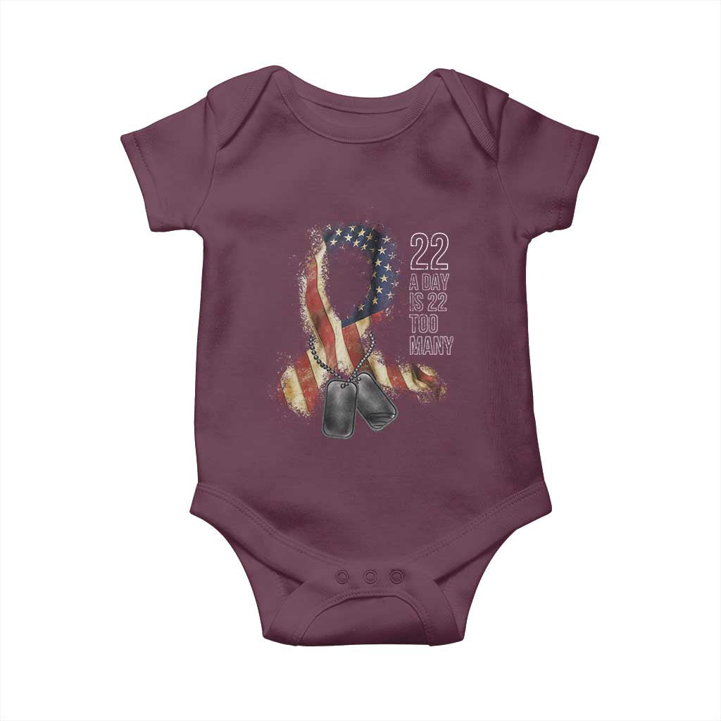 Veteran Suicide Awareness Baby Onesie 22 A Day Is 22 Too Many American Flag Ribbon