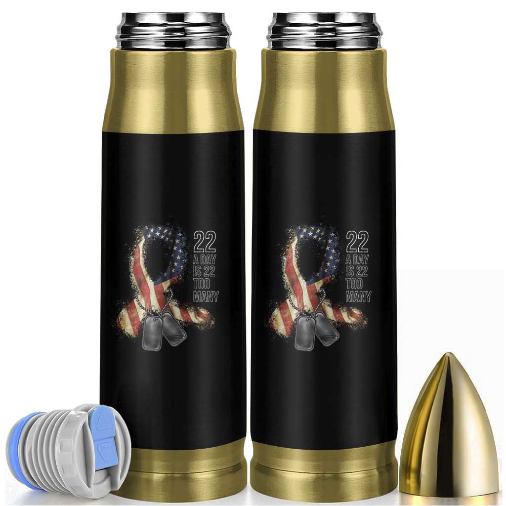 Veteran Suicide Awareness Bullet Tumbler 22 A Day Is 22 Too Many American Flag Ribbon