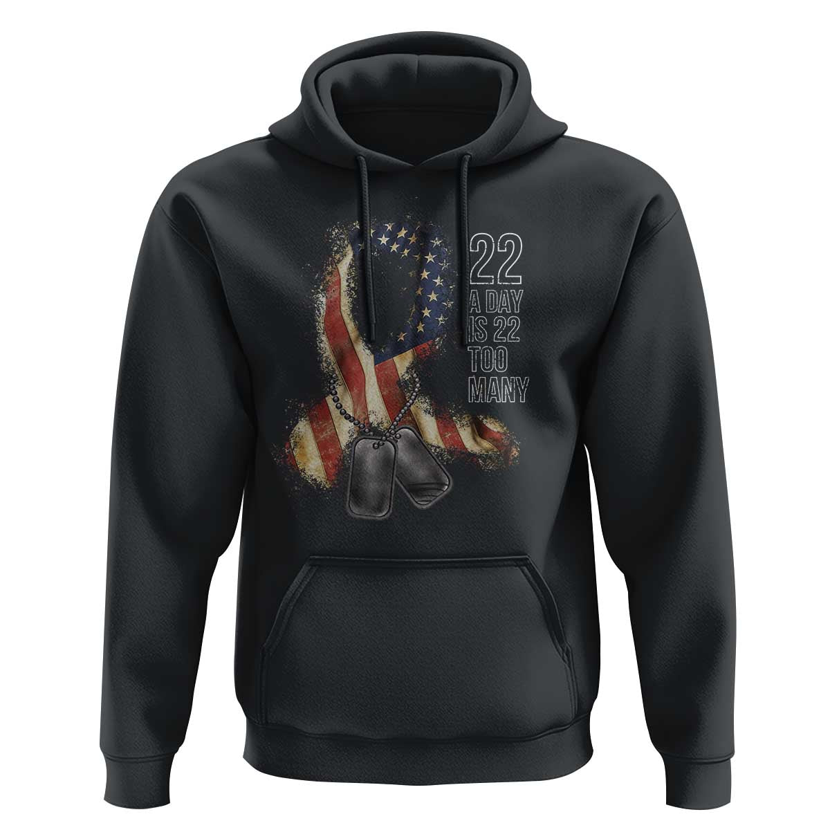 Veteran Suicide Awareness Hoodie 22 A Day Is 22 Too Many American Flag Ribbon