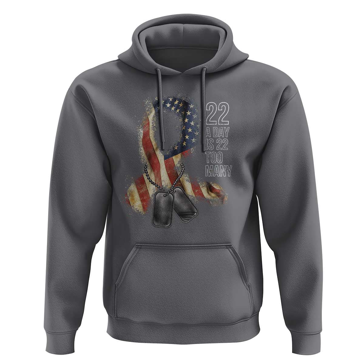 Veteran Suicide Awareness Hoodie 22 A Day Is 22 Too Many American Flag Ribbon