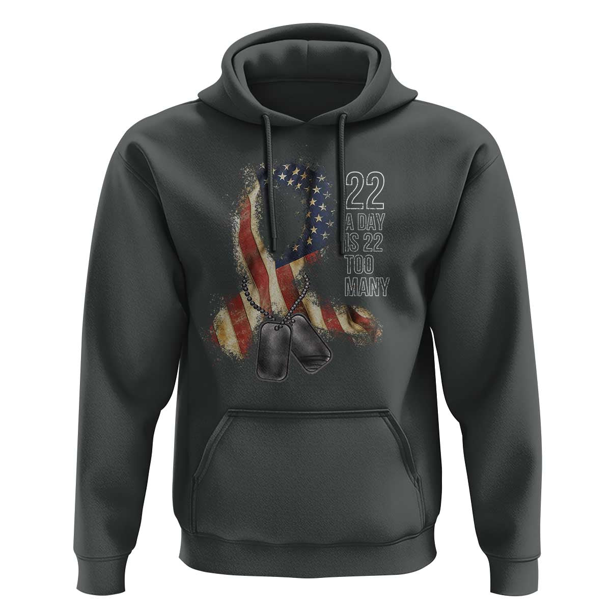 Veteran Suicide Awareness Hoodie 22 A Day Is 22 Too Many American Flag Ribbon