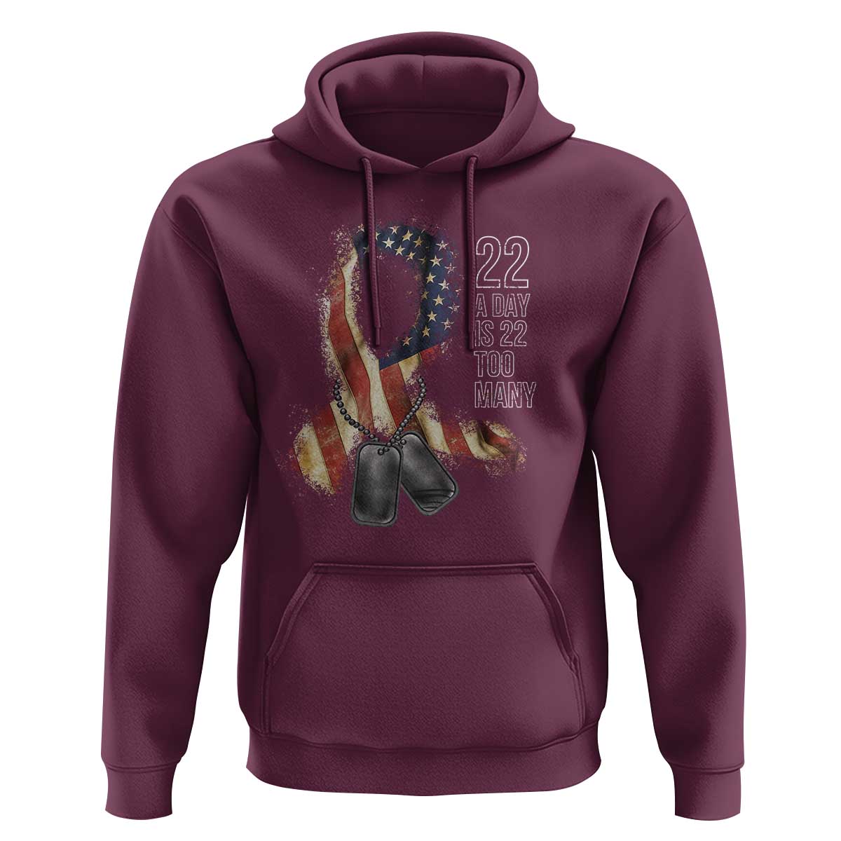 Veteran Suicide Awareness Hoodie 22 A Day Is 22 Too Many American Flag Ribbon