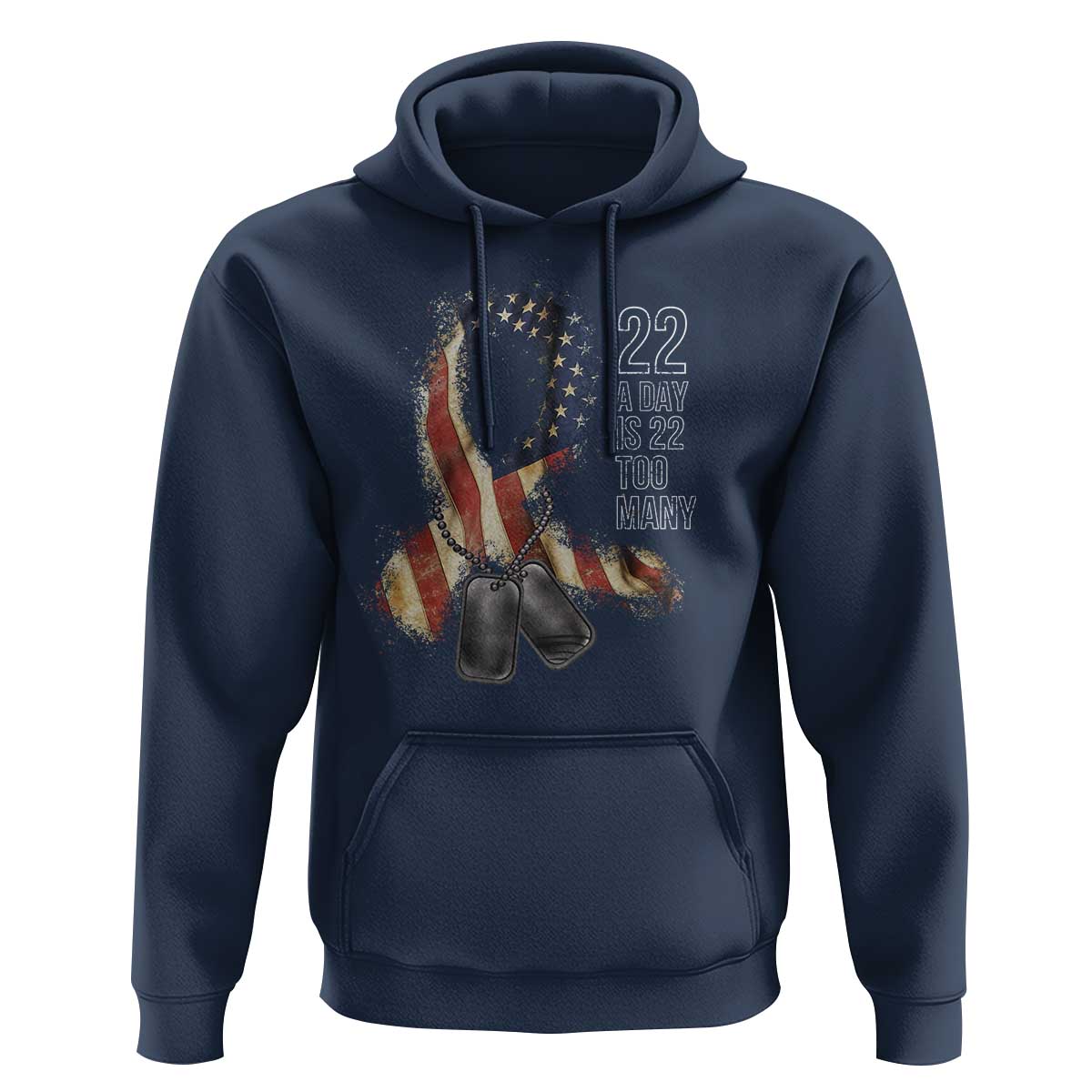 Veteran Suicide Awareness Hoodie 22 A Day Is 22 Too Many American Flag Ribbon