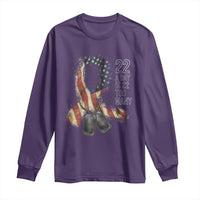 Veteran Suicide Awareness Long Sleeve Shirt 22 A Day Is 22 Too Many American Flag Ribbon