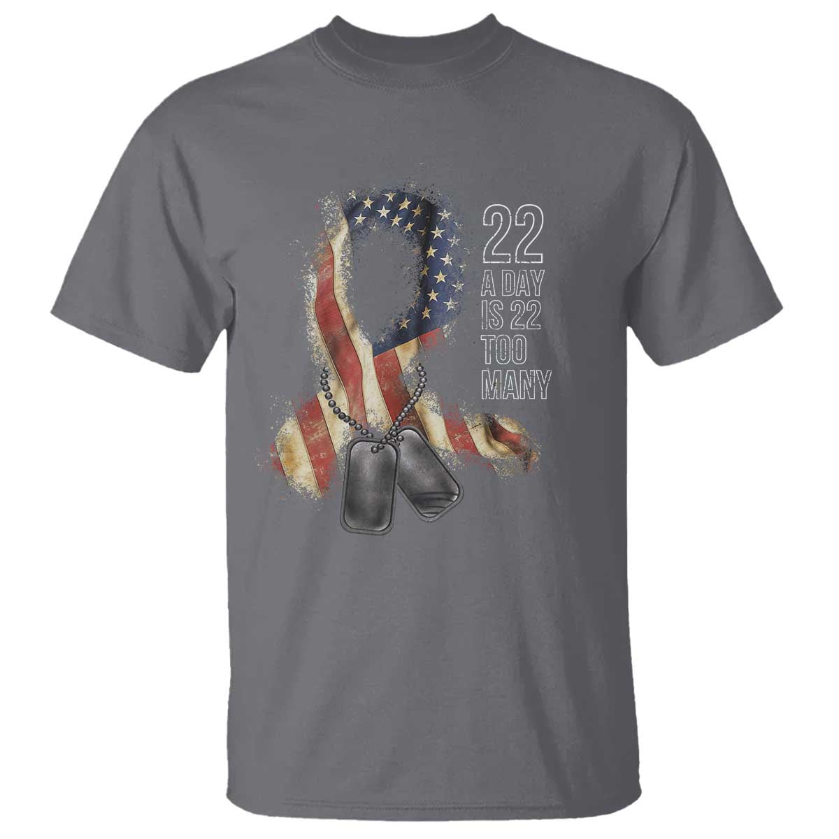 Veteran Suicide Awareness T Shirt 22 A Day Is 22 Too Many American Flag Ribbon