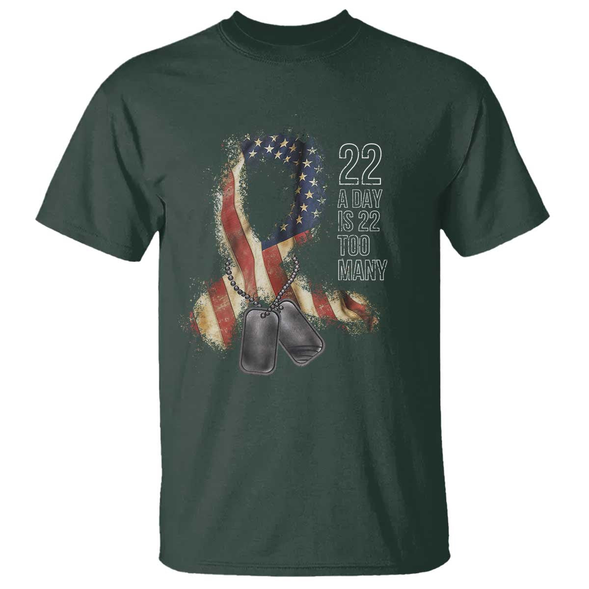Veteran Suicide Awareness T Shirt 22 A Day Is 22 Too Many American Flag Ribbon