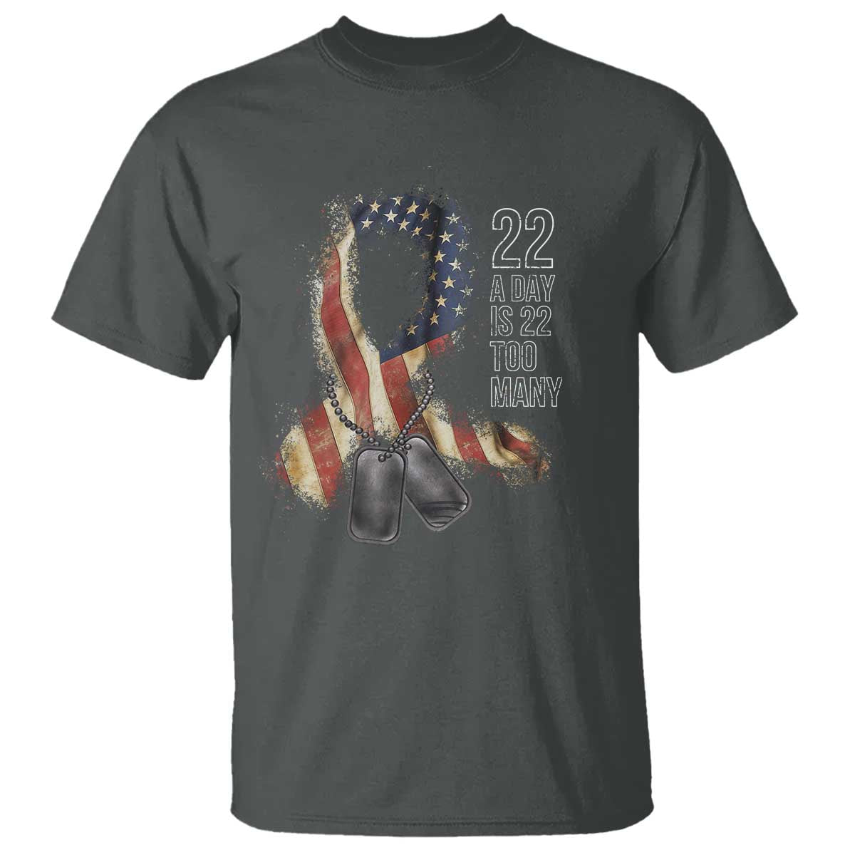 Veteran Suicide Awareness T Shirt 22 A Day Is 22 Too Many American Flag Ribbon