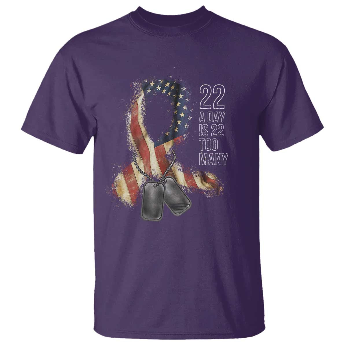 Veteran Suicide Awareness T Shirt 22 A Day Is 22 Too Many American Flag Ribbon