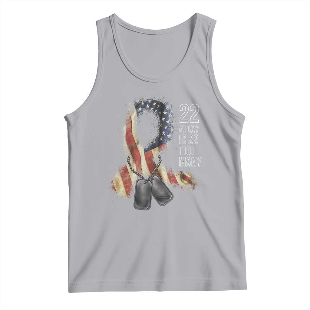 Veteran Suicide Awareness Tank Top 22 A Day Is 22 Too Many American Flag Ribbon