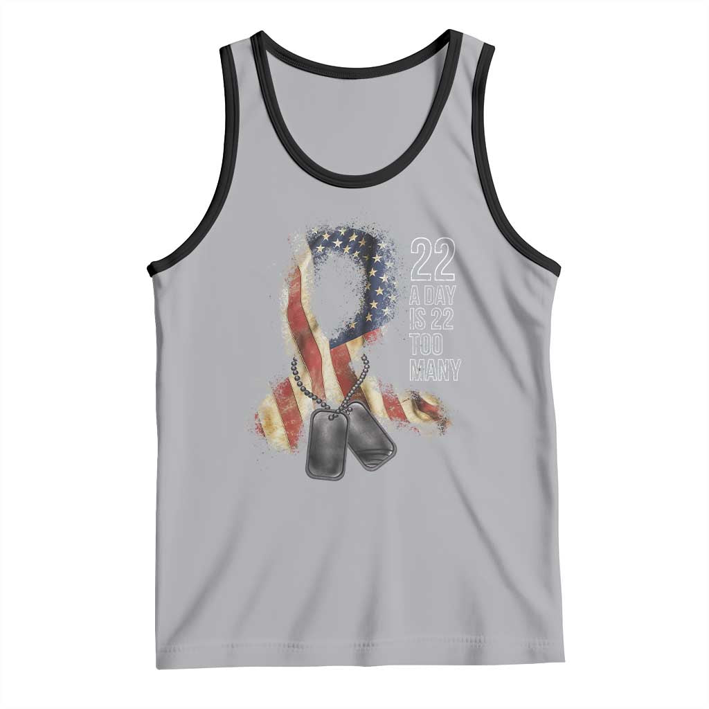 Veteran Suicide Awareness Tank Top 22 A Day Is 22 Too Many American Flag Ribbon