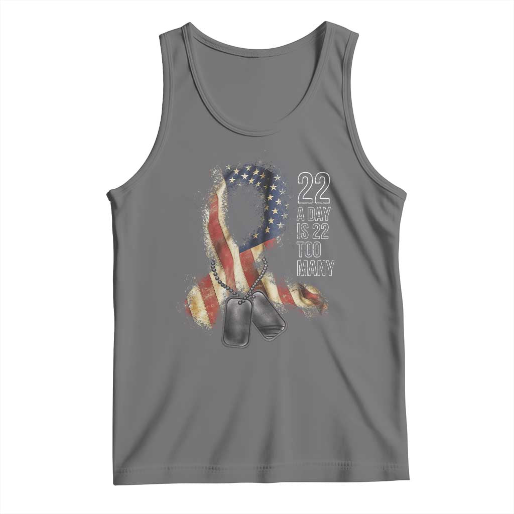 Veteran Suicide Awareness Tank Top 22 A Day Is 22 Too Many American Flag Ribbon