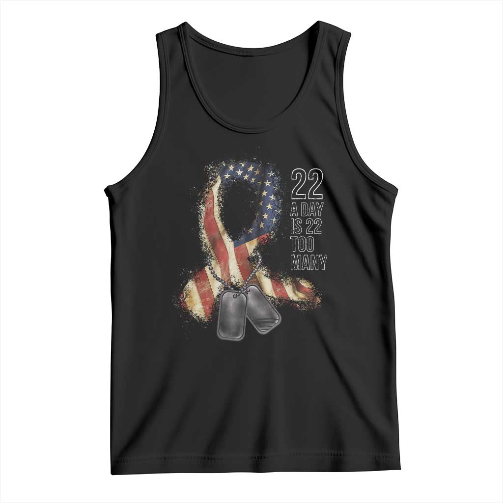 Veteran Suicide Awareness Tank Top 22 A Day Is 22 Too Many American Flag Ribbon