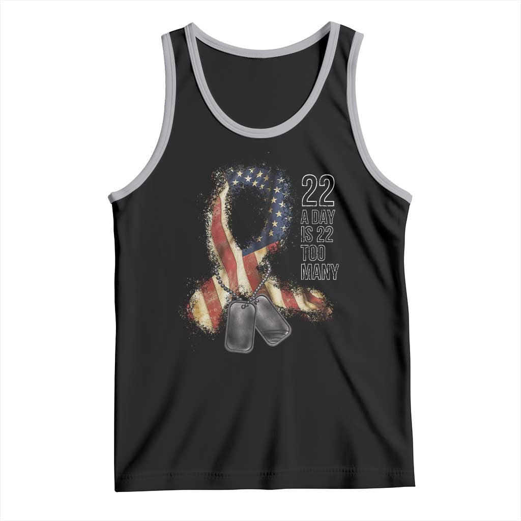 Veteran Suicide Awareness Tank Top 22 A Day Is 22 Too Many American Flag Ribbon