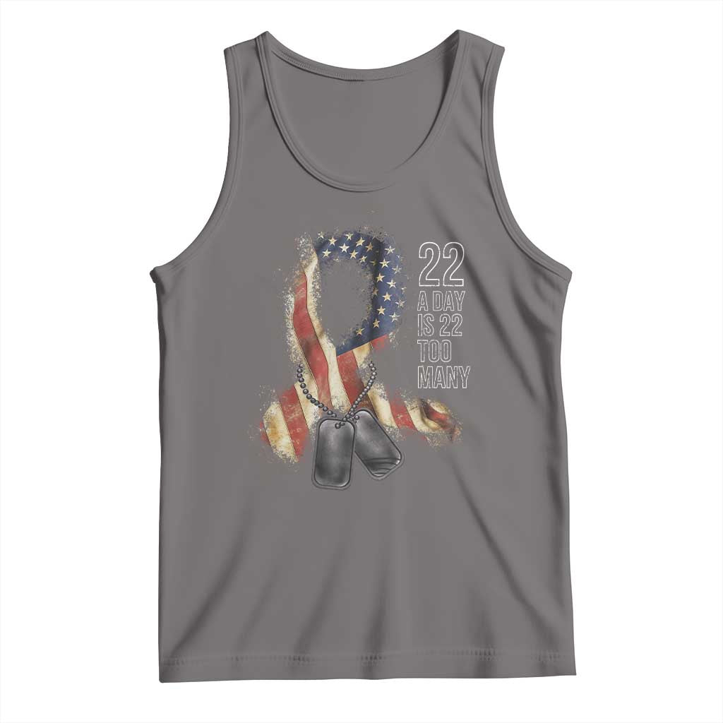 Veteran Suicide Awareness Tank Top 22 A Day Is 22 Too Many American Flag Ribbon