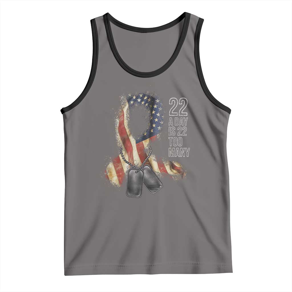 Veteran Suicide Awareness Tank Top 22 A Day Is 22 Too Many American Flag Ribbon