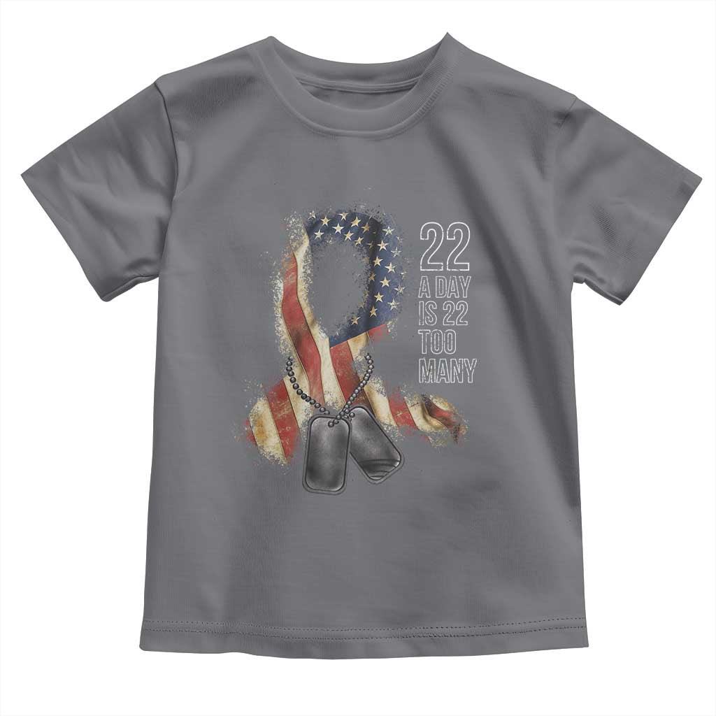 Veteran Suicide Awareness Toddler T Shirt 22 A Day Is 22 Too Many American Flag Ribbon