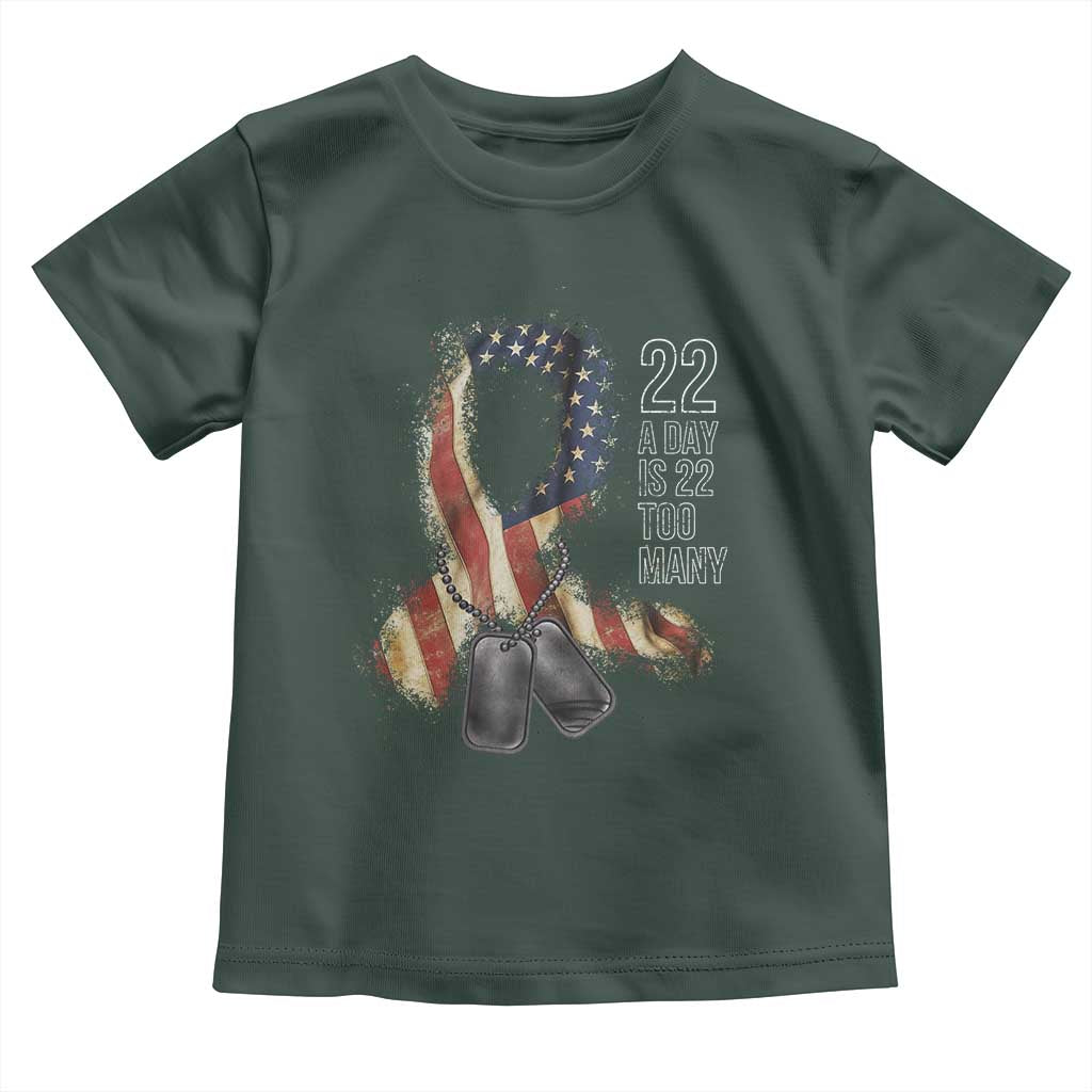 Veteran Suicide Awareness Toddler T Shirt 22 A Day Is 22 Too Many American Flag Ribbon