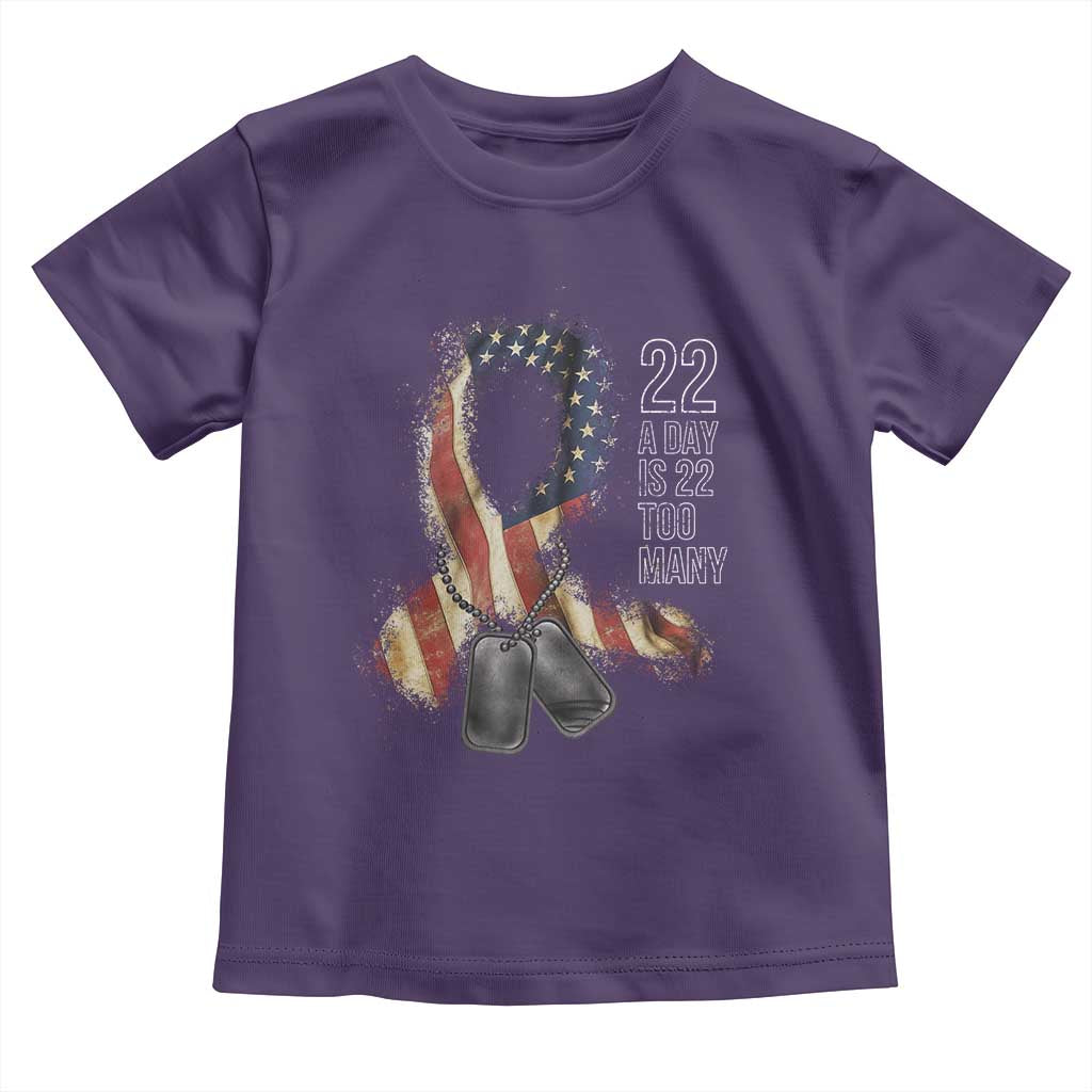 Veteran Suicide Awareness Toddler T Shirt 22 A Day Is 22 Too Many American Flag Ribbon