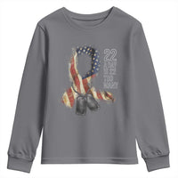 Veteran Suicide Awareness Youth Sweatshirt 22 A Day Is 22 Too Many American Flag Ribbon
