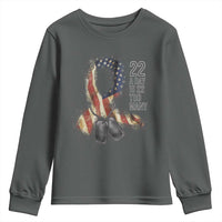 Veteran Suicide Awareness Youth Sweatshirt 22 A Day Is 22 Too Many American Flag Ribbon