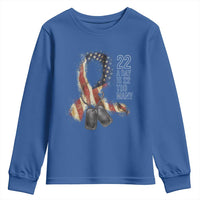 Veteran Suicide Awareness Youth Sweatshirt 22 A Day Is 22 Too Many American Flag Ribbon